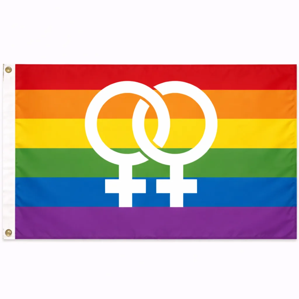 Regenbogen flagge mit Doppelfrau Symbol 90 x 150 cm