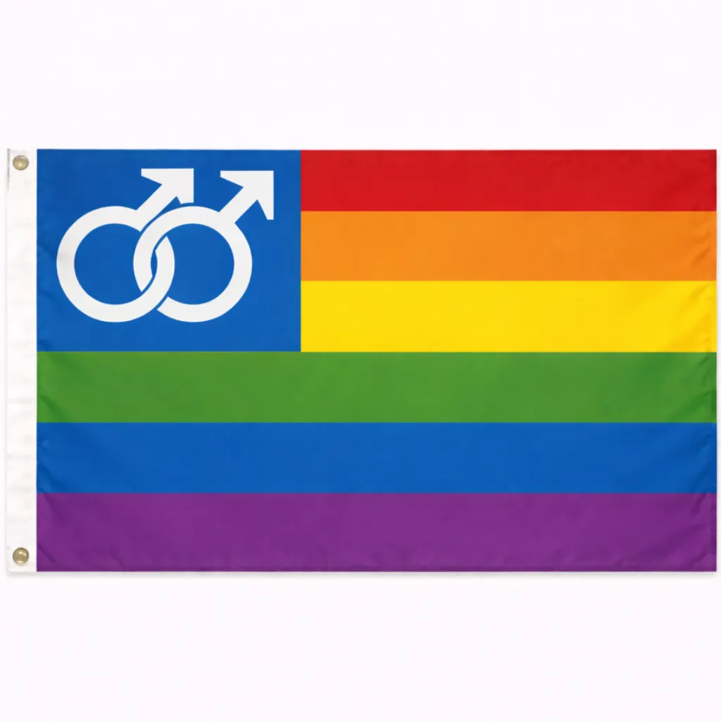 Regenbogenflagge mit Doppel Mann im Feld 90 x 150 cm