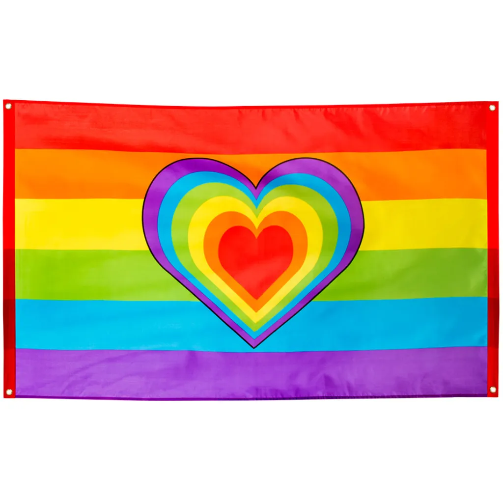 Polyester Fahne Regenbogen Herz