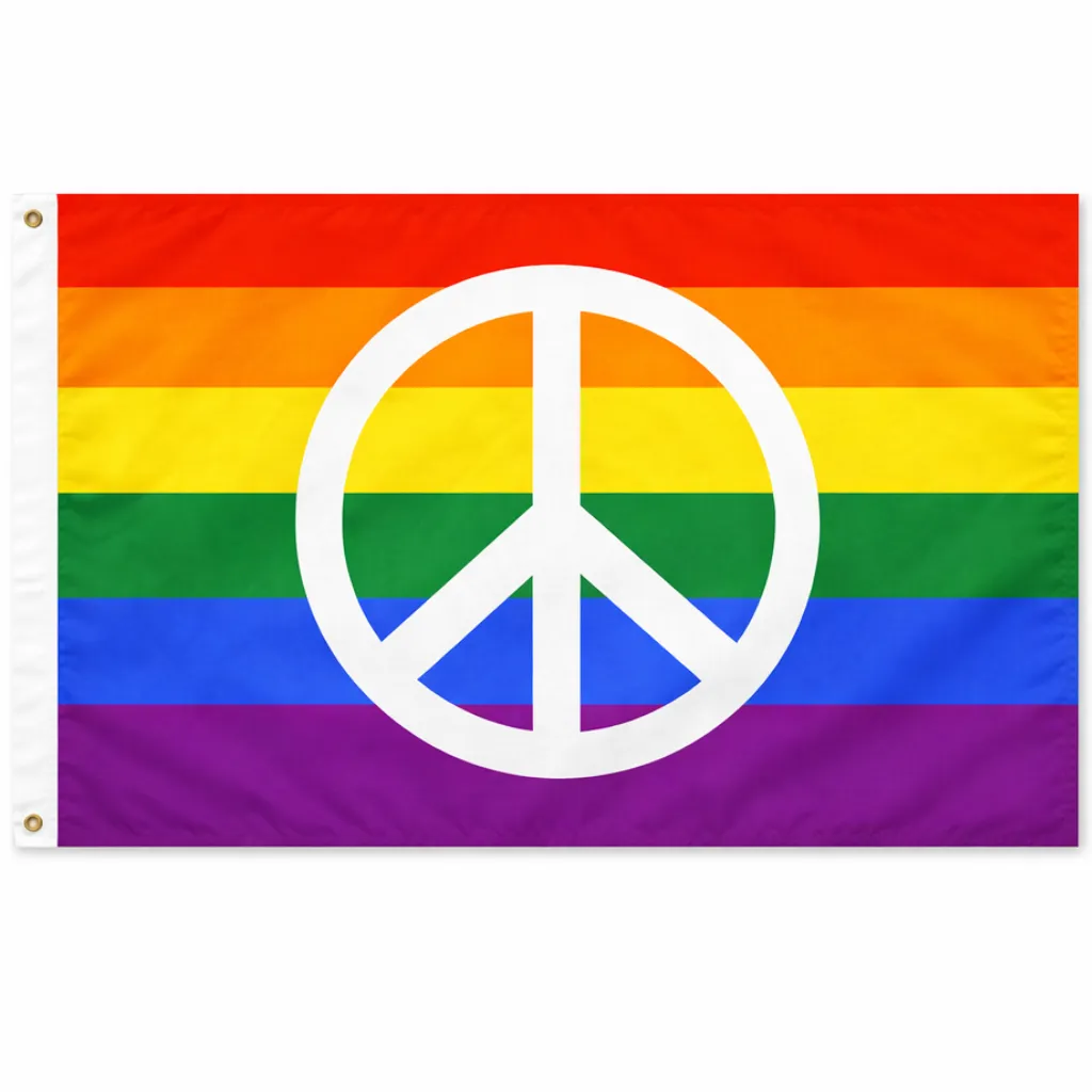 Regenbogenflagge mit Peace Symbol 90 x 150 cm