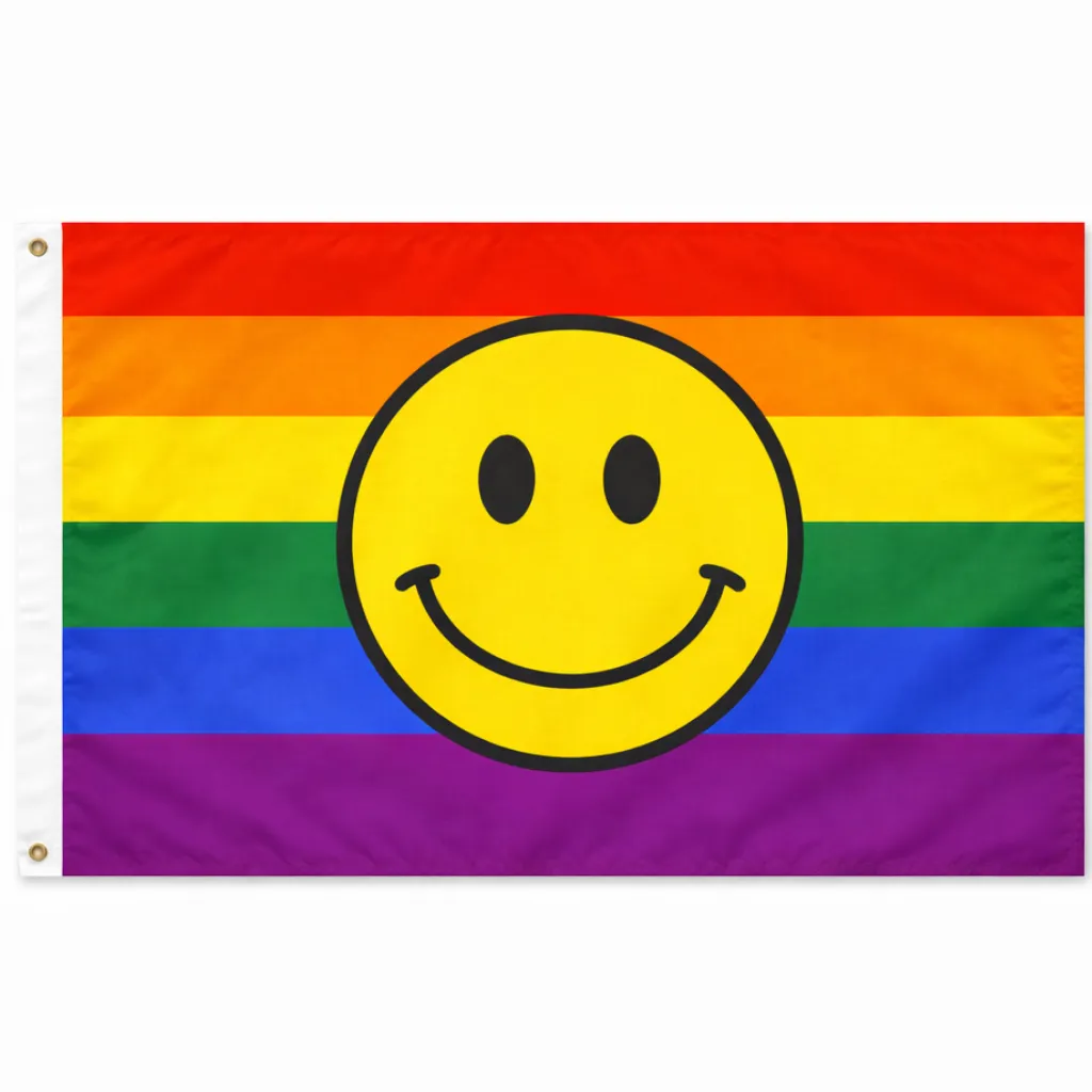 Regenbogenflagge mit Smiley Simbol 60 x 90 cm